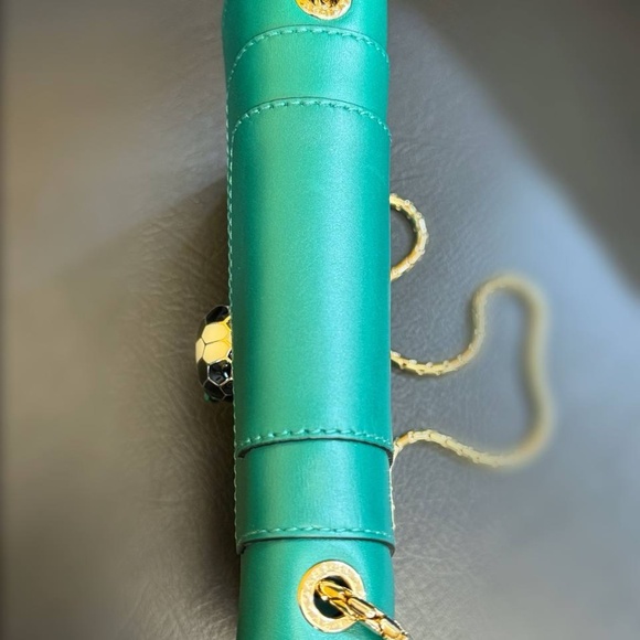 Bvlgari Serpenti Forever Square Cross-body Shoulder Bag calf Leather Emerald gre - Picture 4 of 12